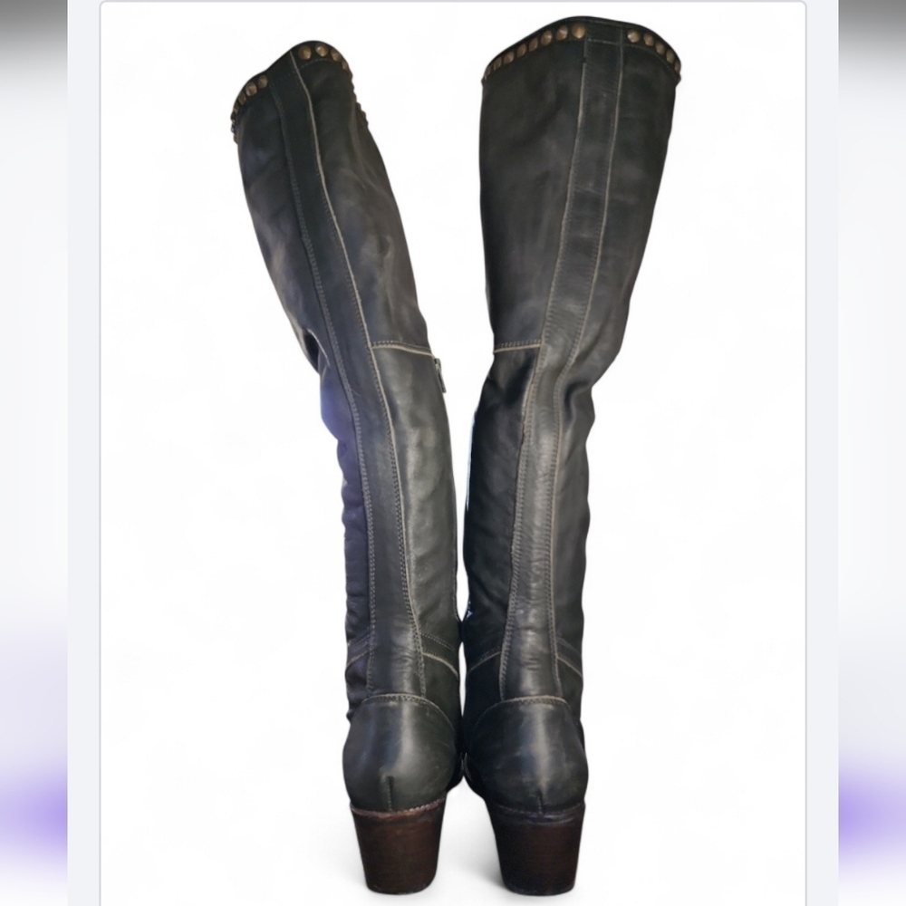 SOLD Jeffrey Campbell For Free People Studded Joe Tall Boots Lace Up Over Knee 9 - Picture 9 of 11